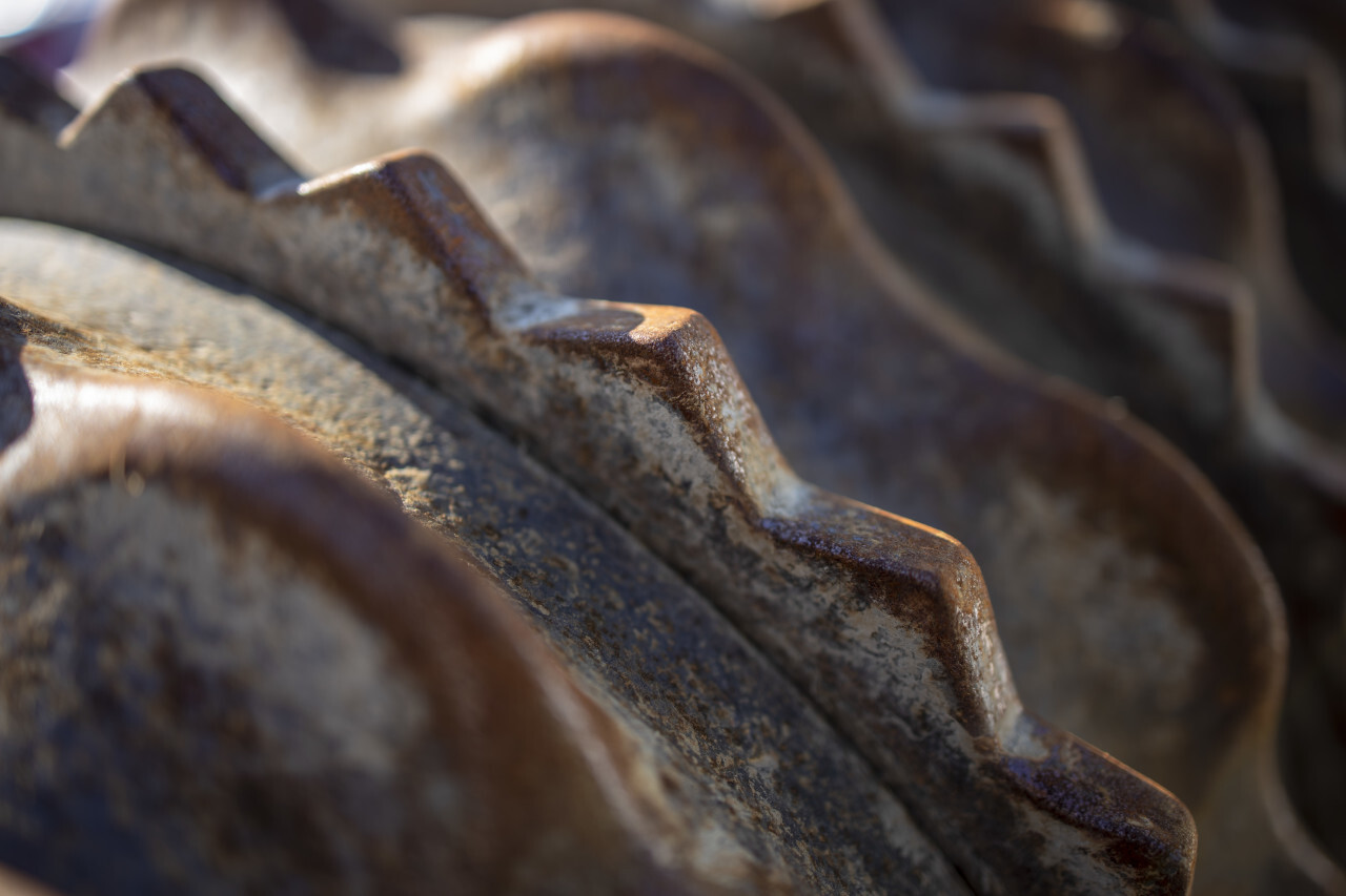 close up of old rusty gear wheel