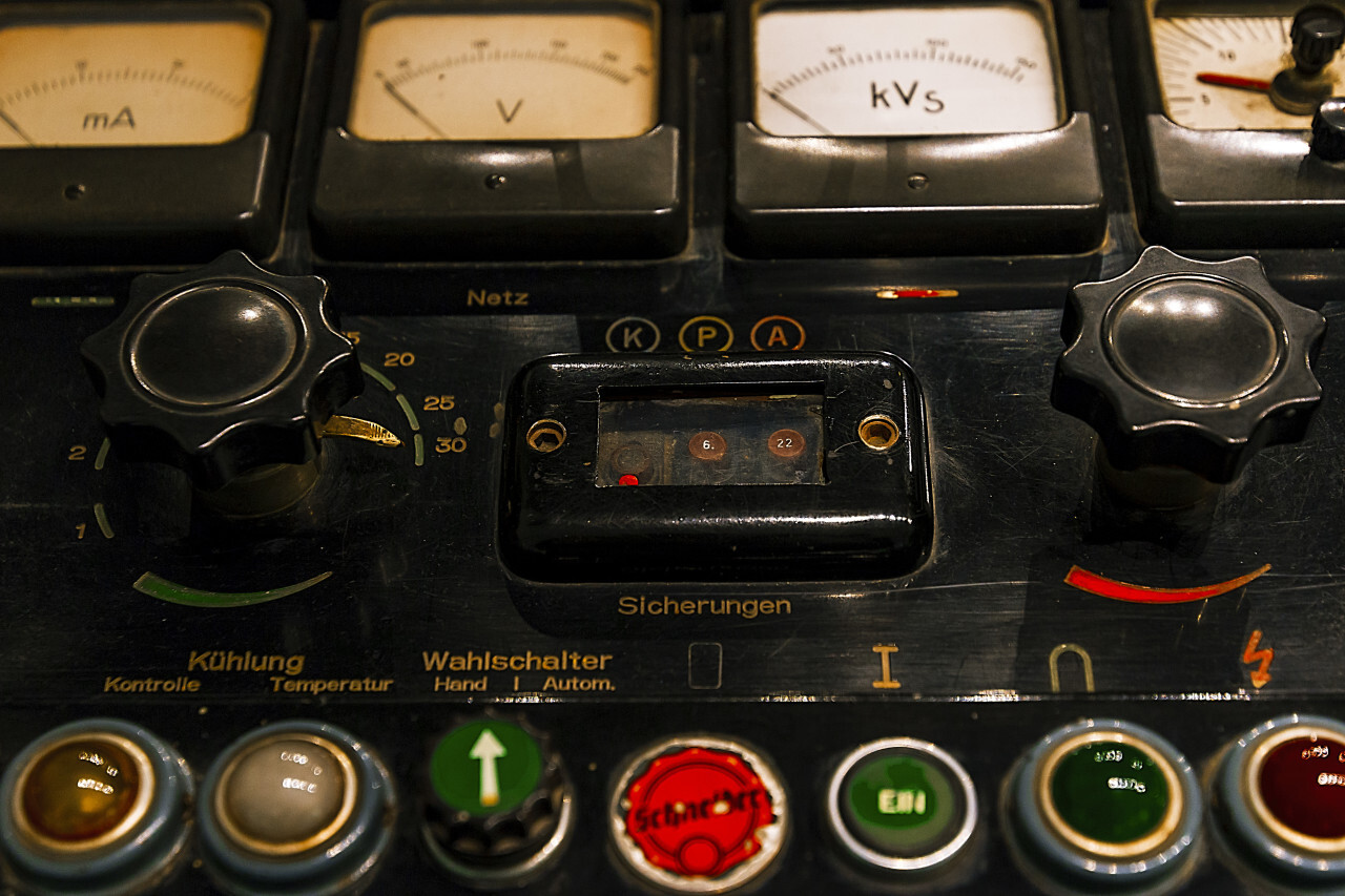 old vintage admin panel with colorful buttons