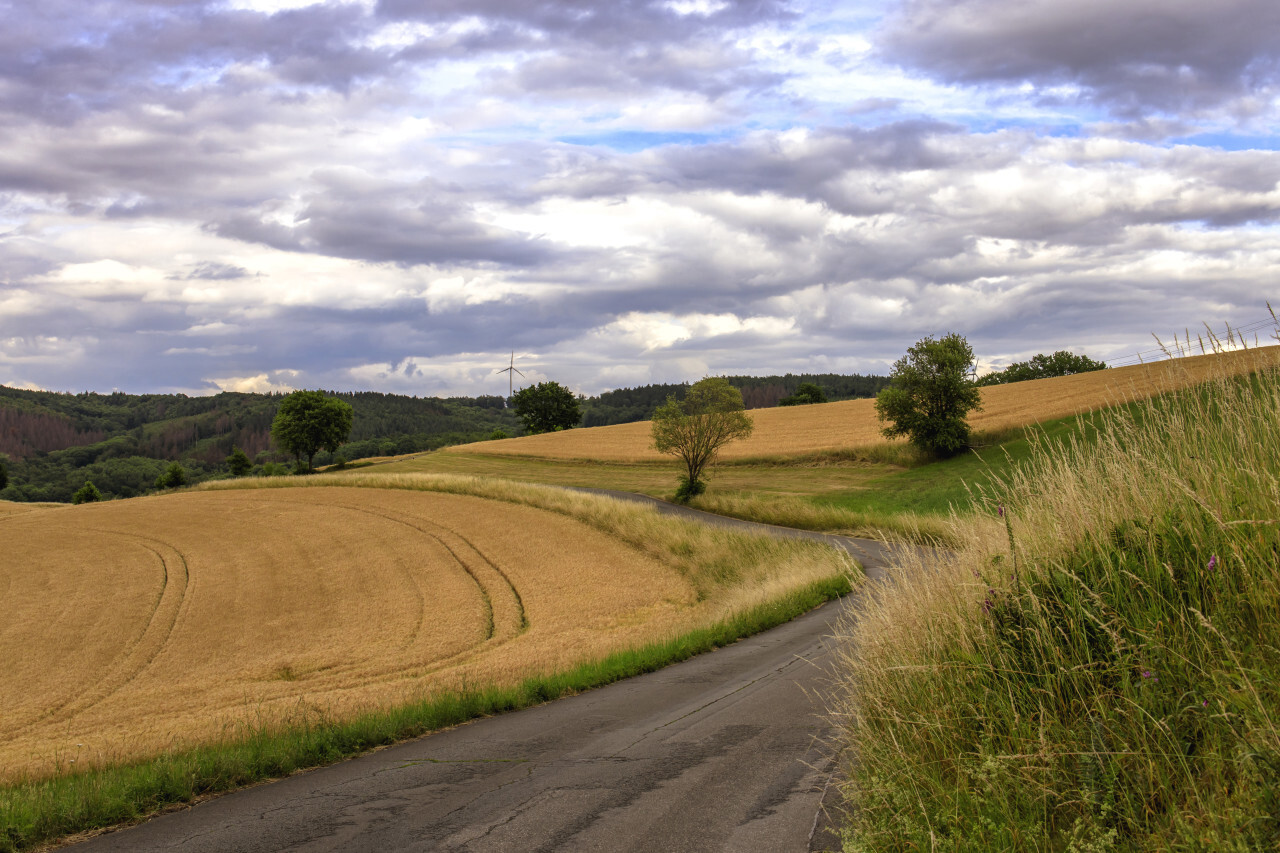 Rural Landscape in Hattingen by North Rhine-Westphalia Germany on a Cloudy Day