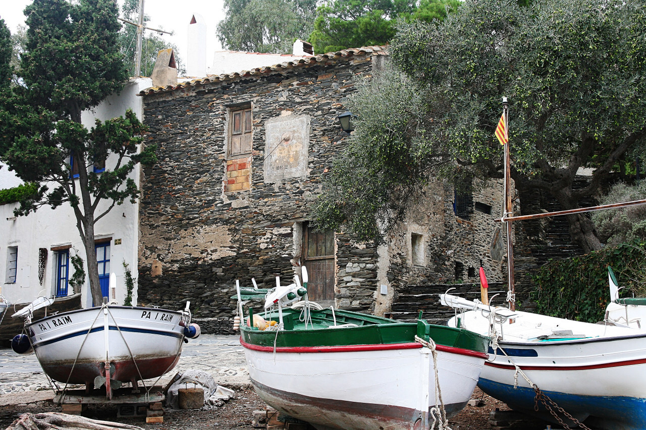 fishing village with boats