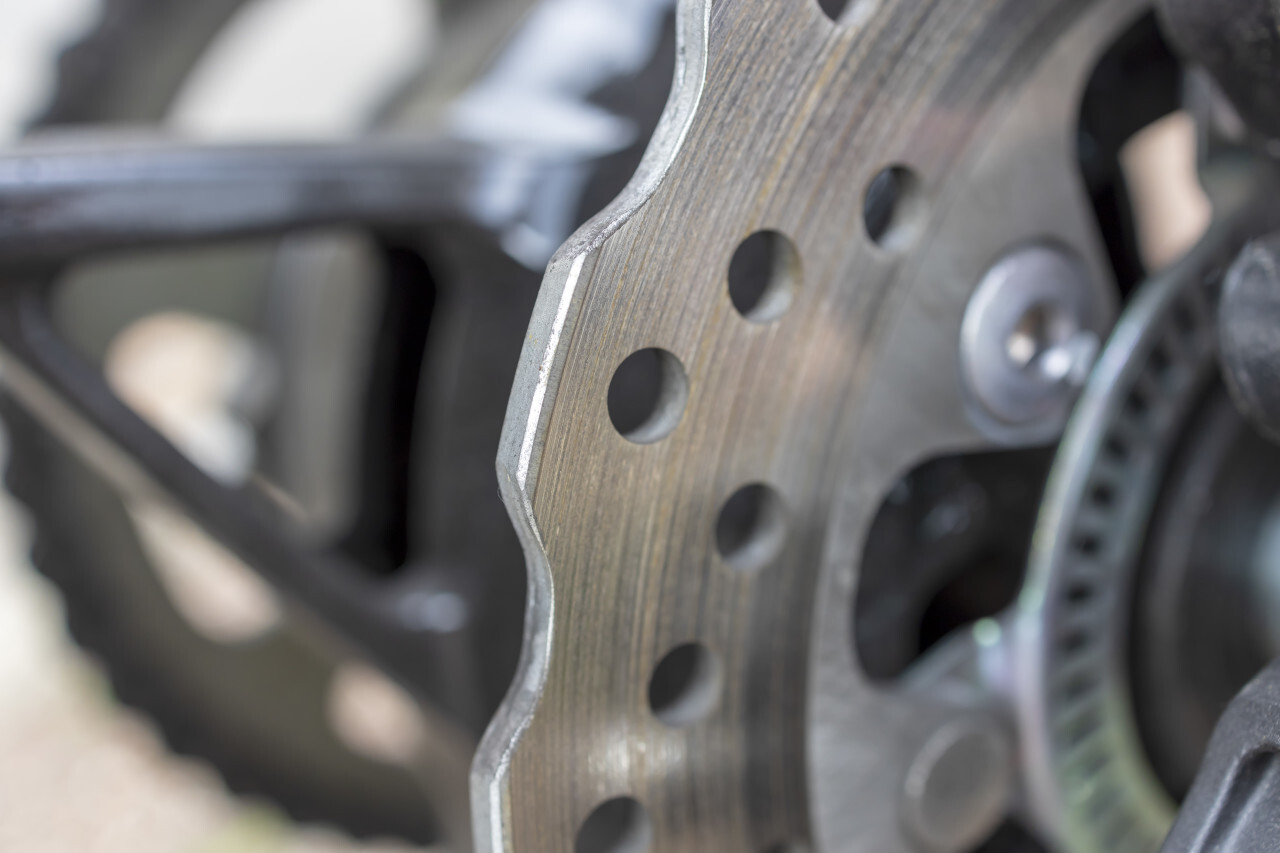 Detail of a motorcycle's disk brake