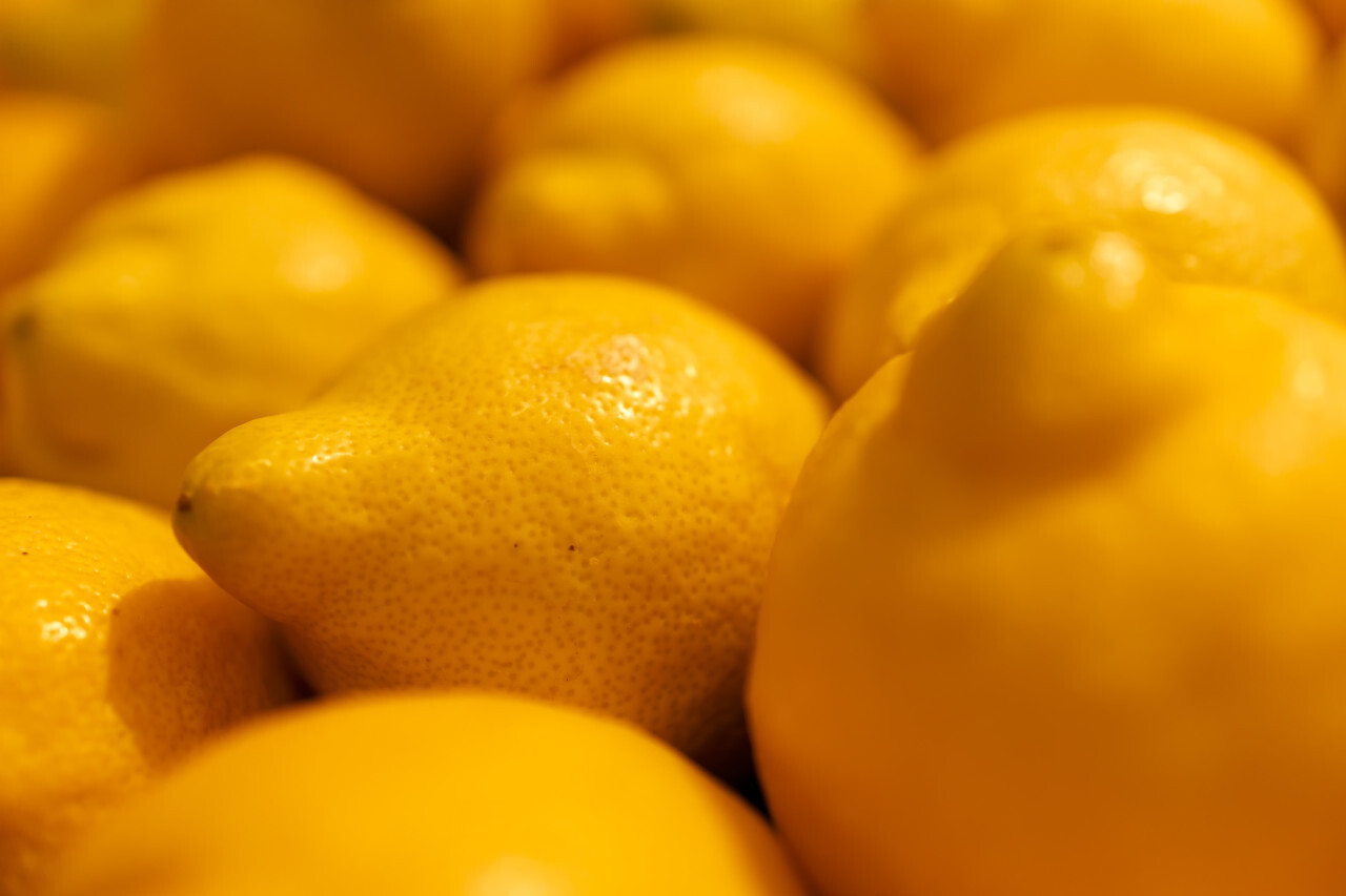 Many lemons in pile background