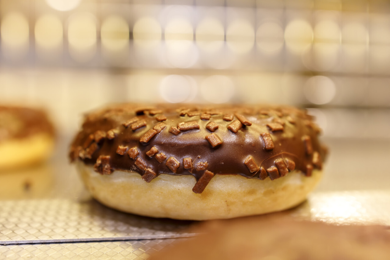 Chocolate Donuts in shop window