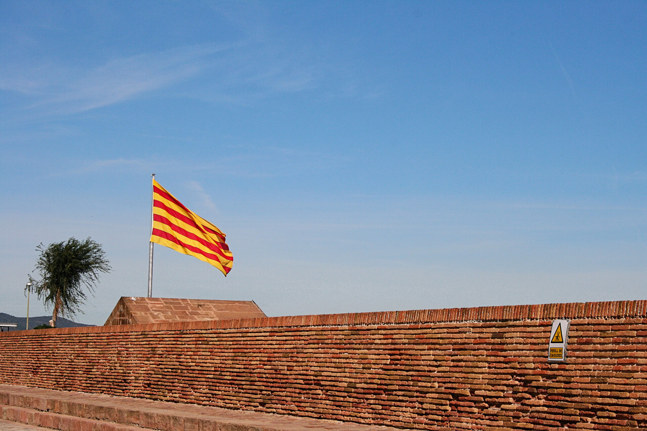 Catalonia flag waving on the wind