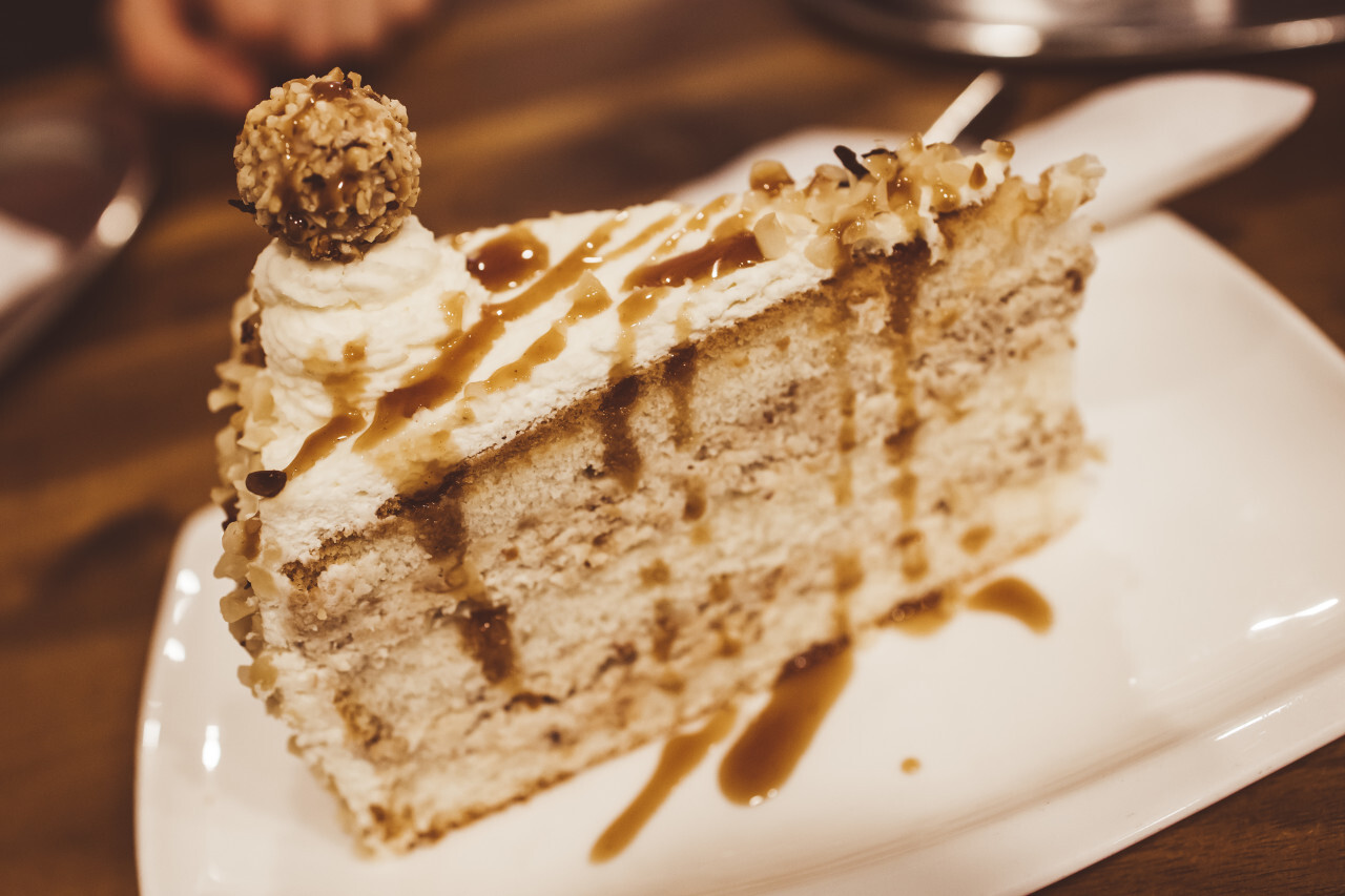 A piece of hazelnut cake