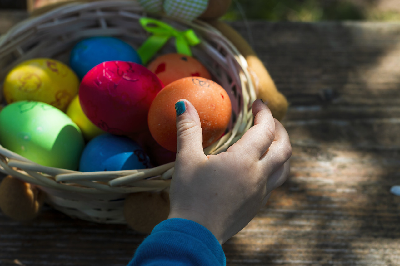 children collecting easter eggs