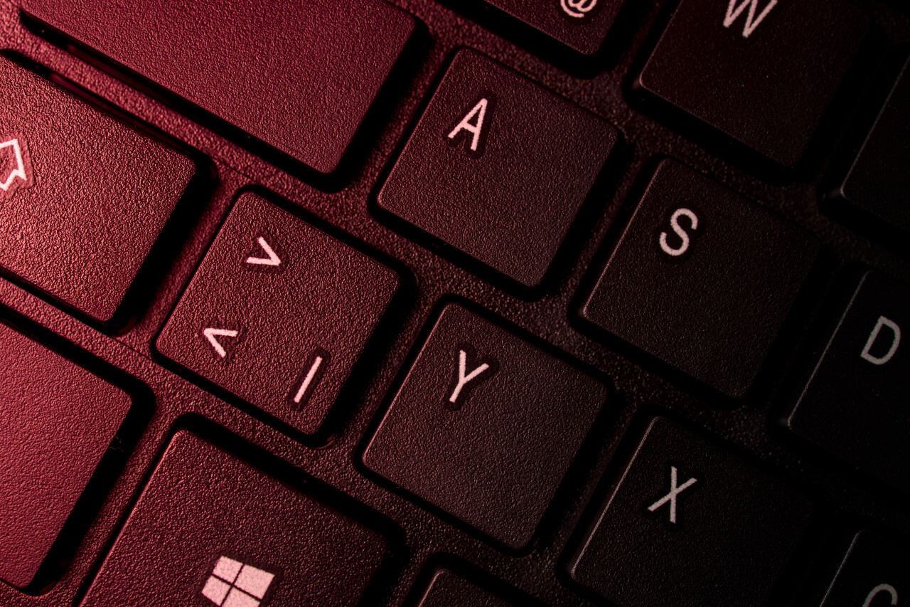 Close up of keyboard of a modern laptop or computer