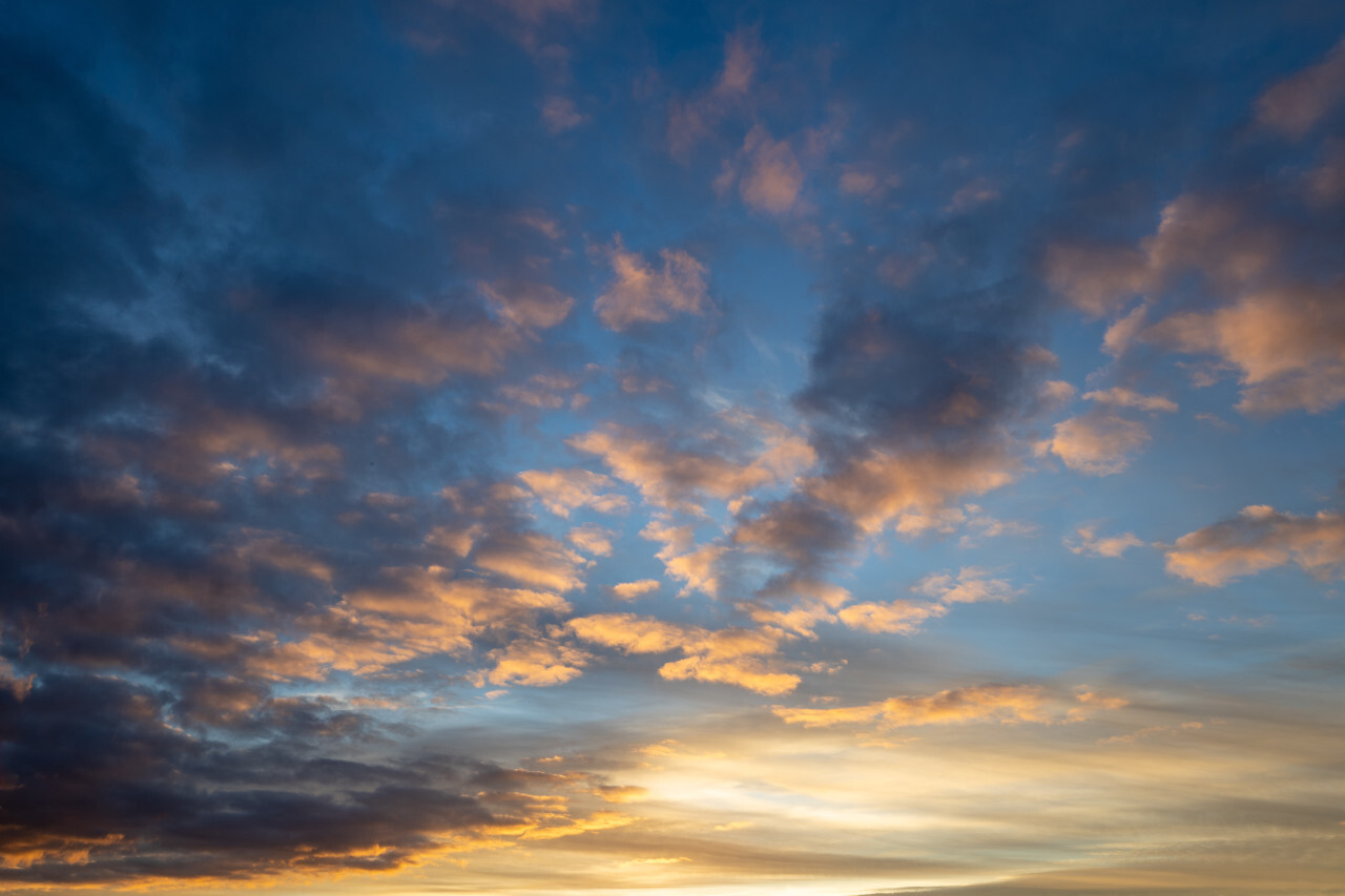 beautiful blue sky during the golden hour sunset - sky replacemen