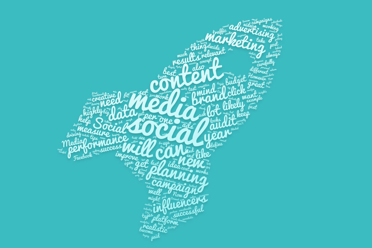 social media tag cloud rocket blue