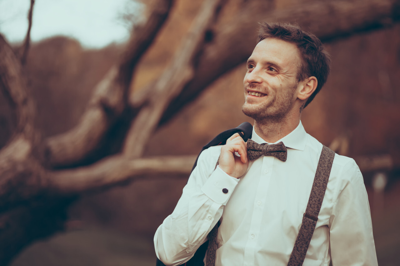 Handsome businessman with bow tie