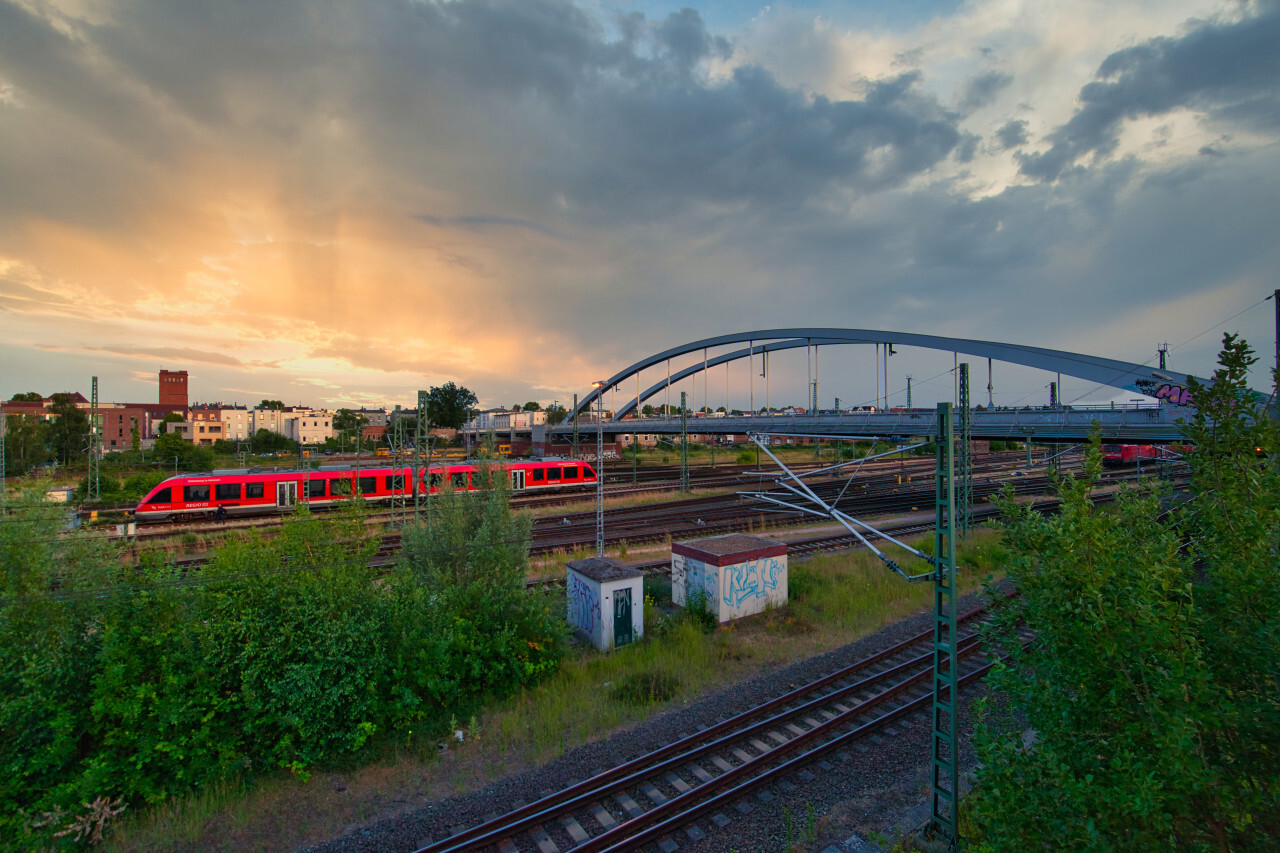 Train traffic in Lübeck by Germany - Schleswig Holstein