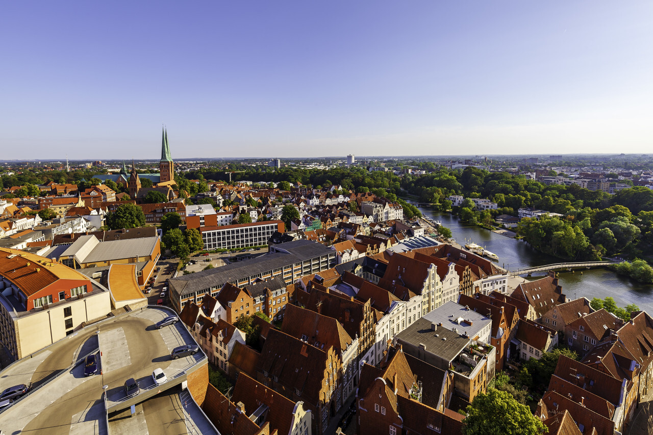 view from the top of the dom of lubeck