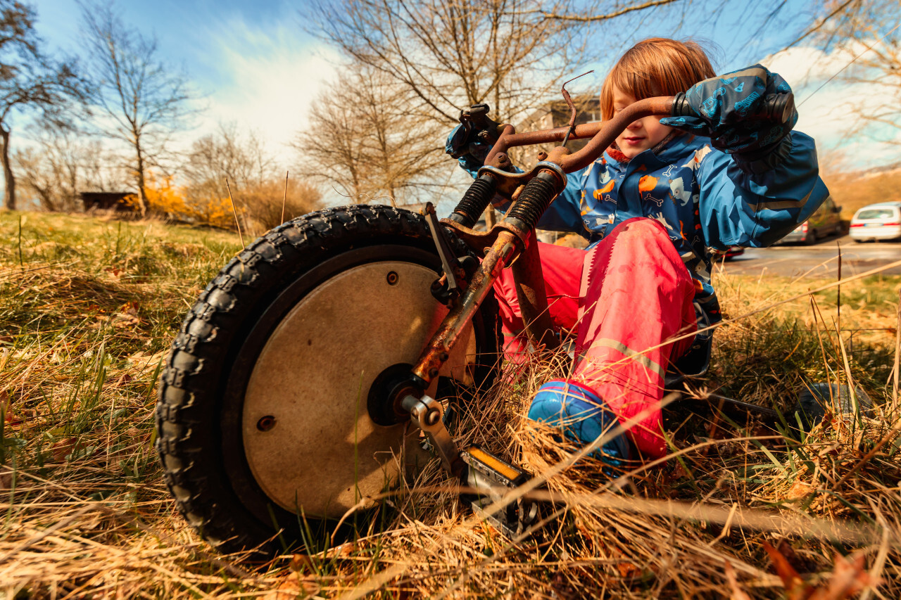 Child on a cool bike