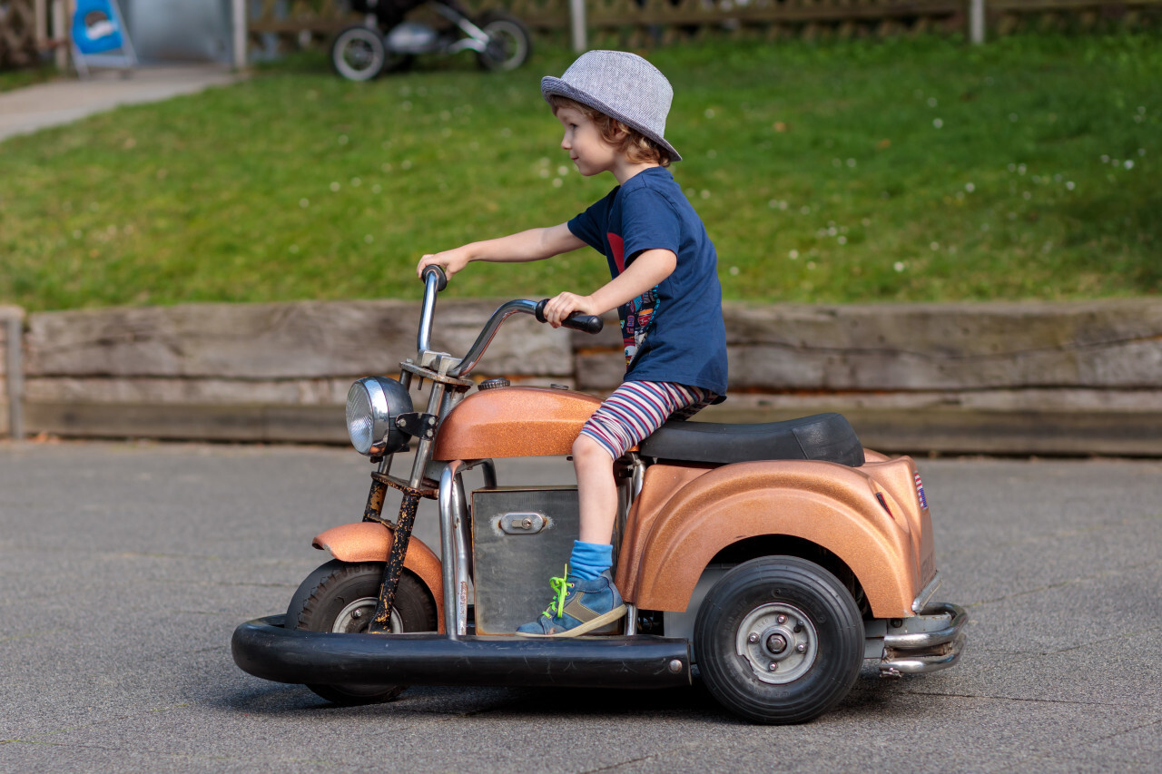 Kid on a cool motorcycle