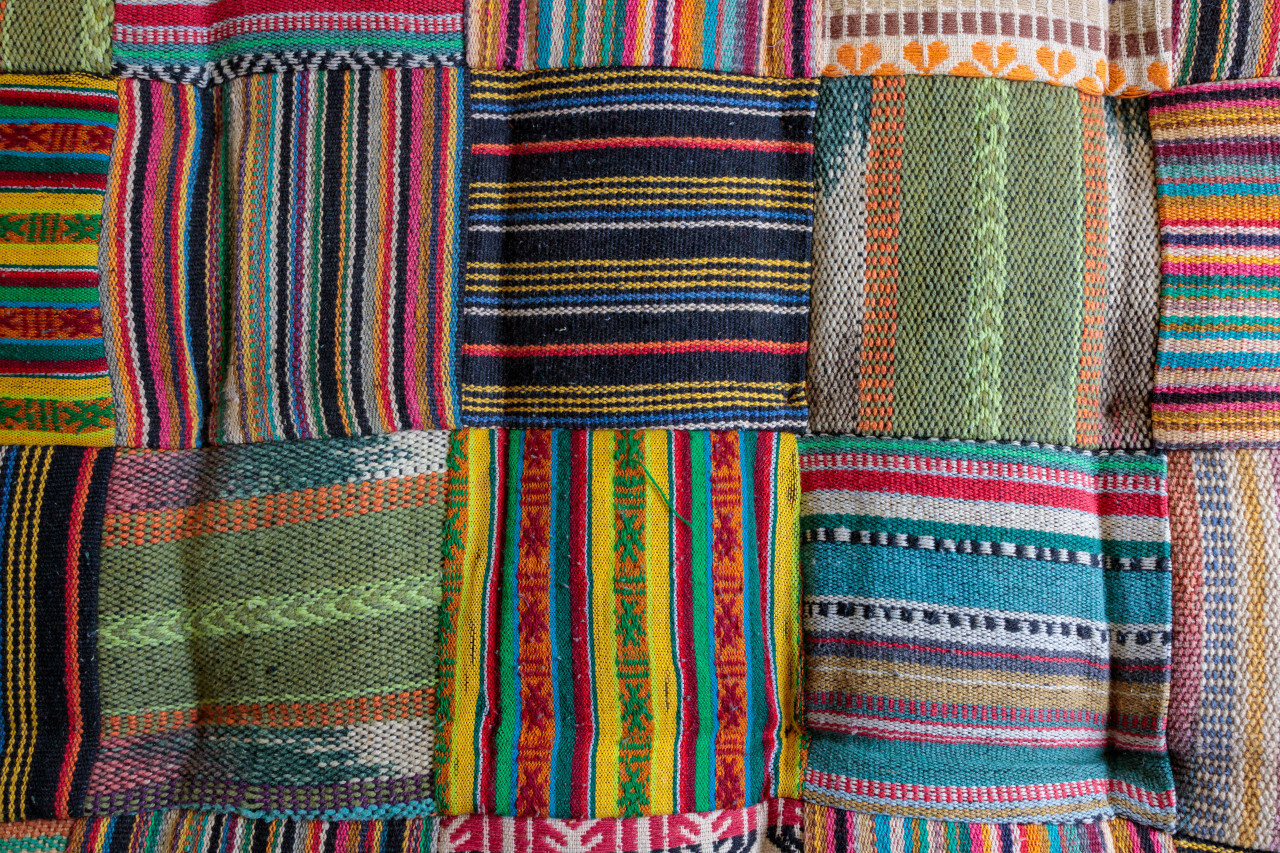 Colorful patchwork quilt texture