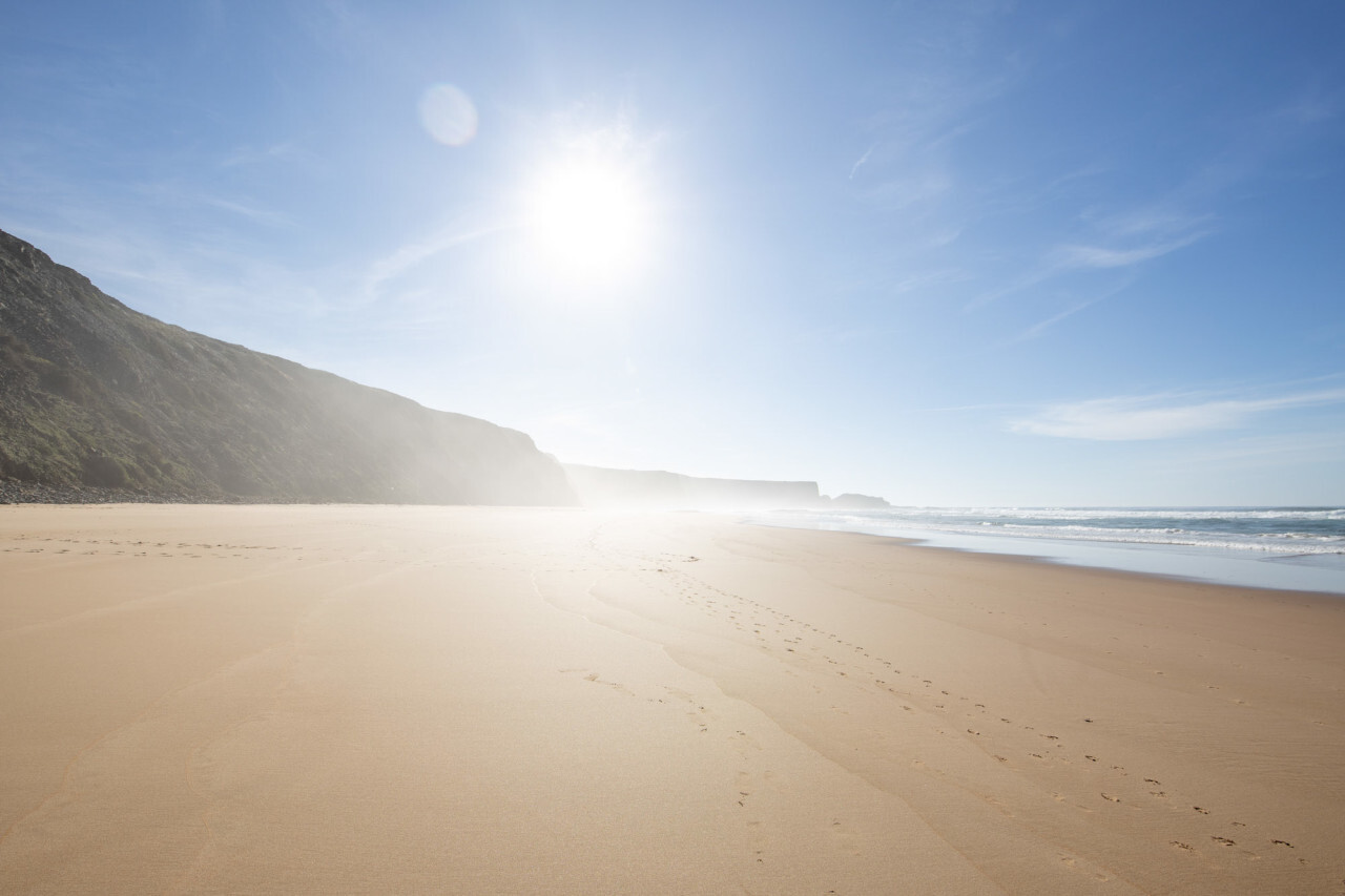 Bright Sunny Beach Landscape in Portugal