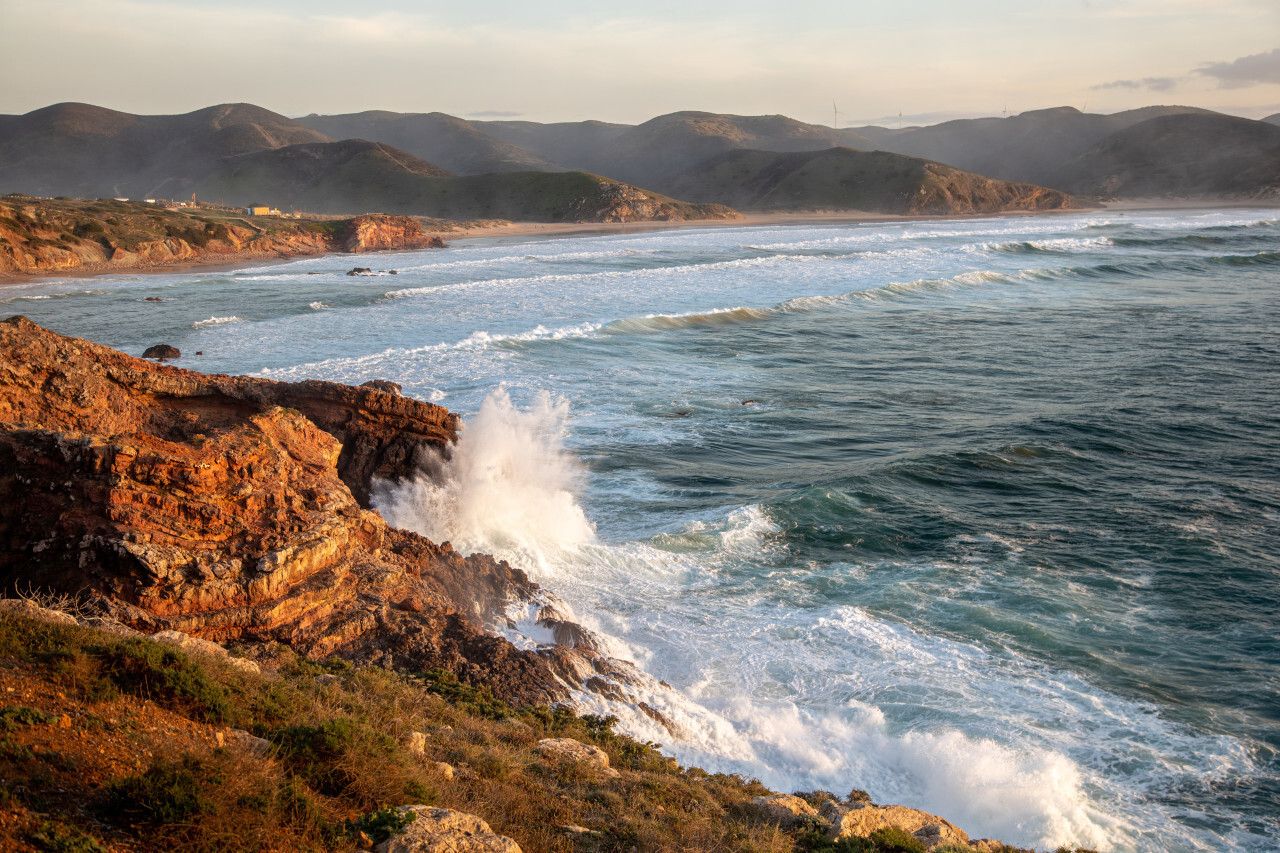 Waves hit the coast of Portugal Seascape