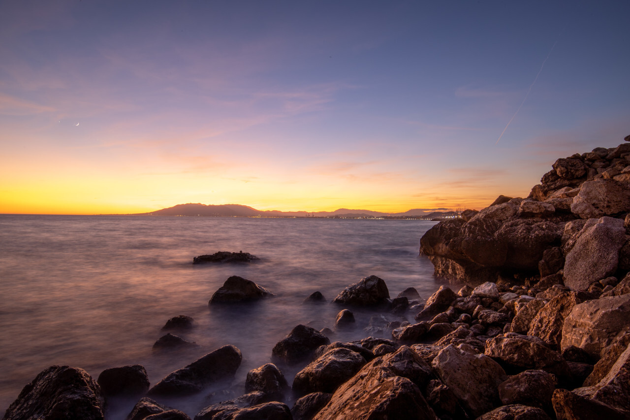 malaga seascape at sunset