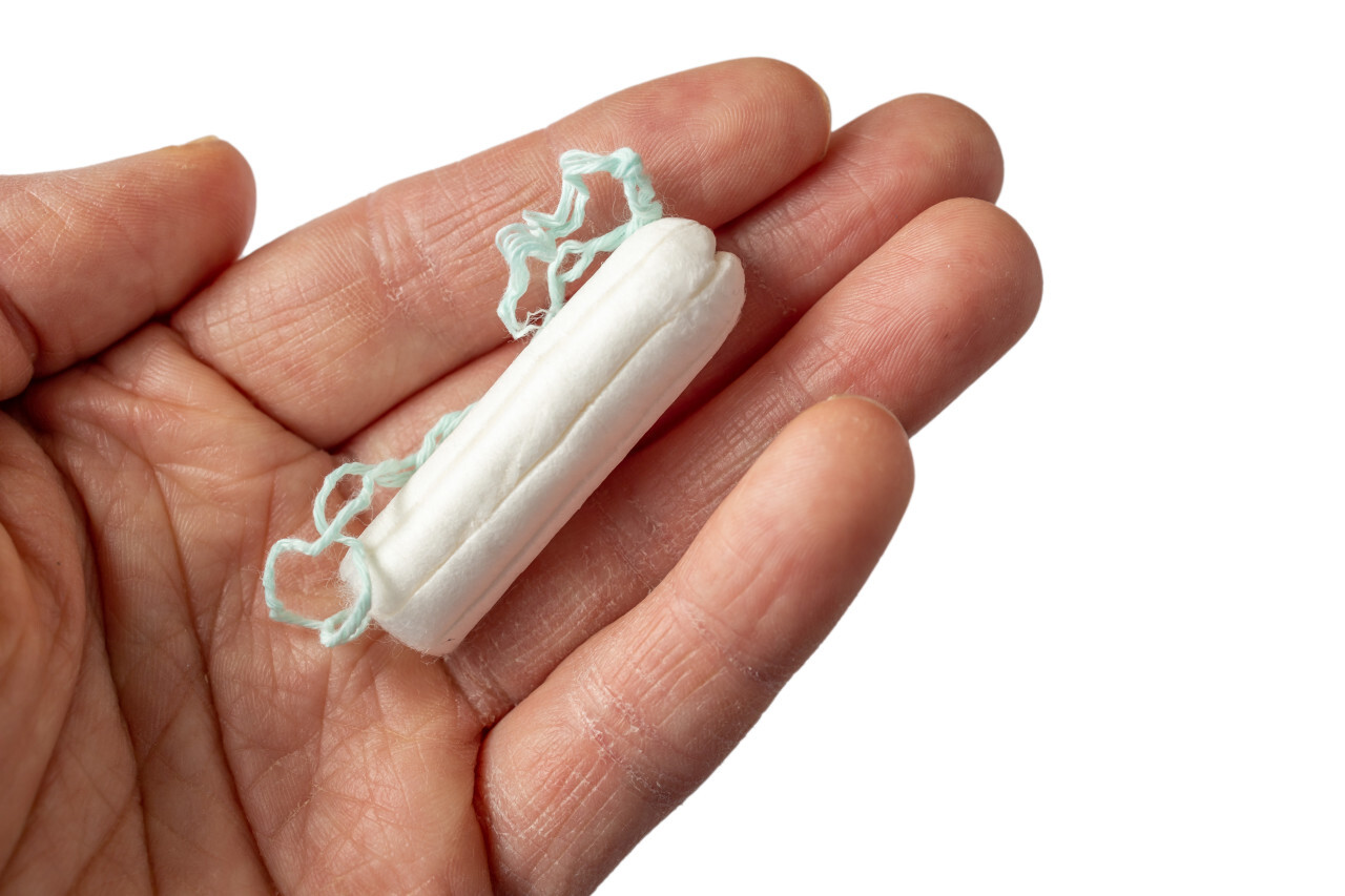 tampon hand white background