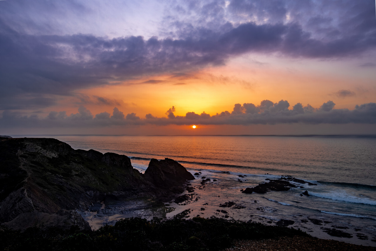 Magnificent sunset over the sea of Portugal