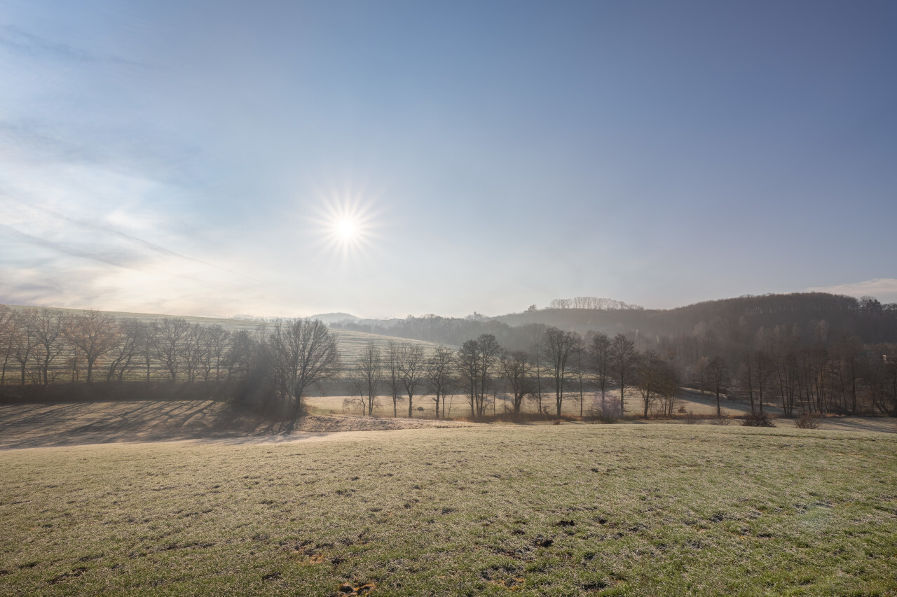 Frosty rural Landscape in Germany by Neviges NRW