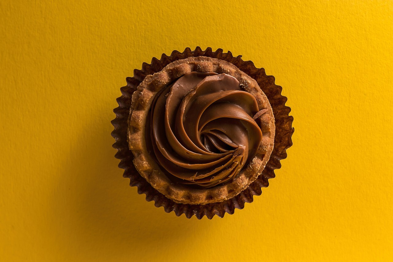 italian nougat praline on a yellow background