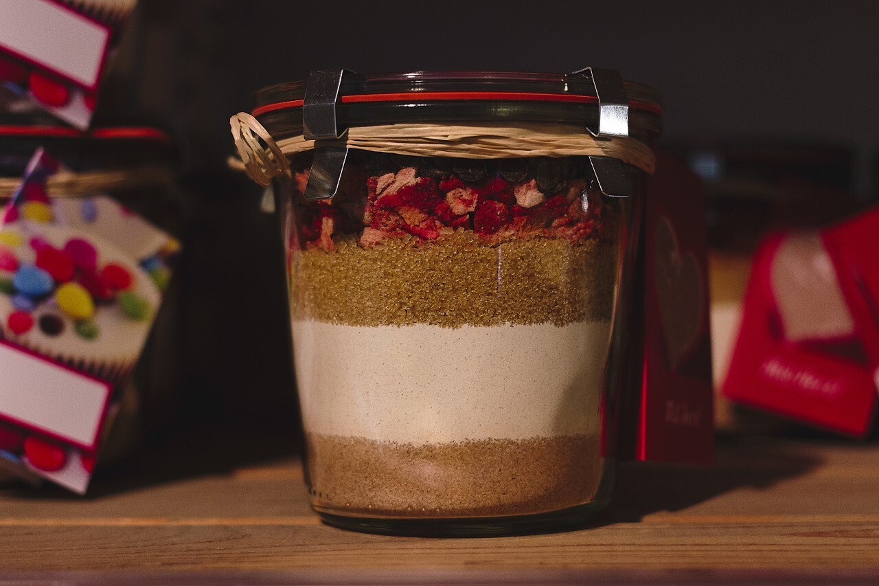 Baking mix in a glass