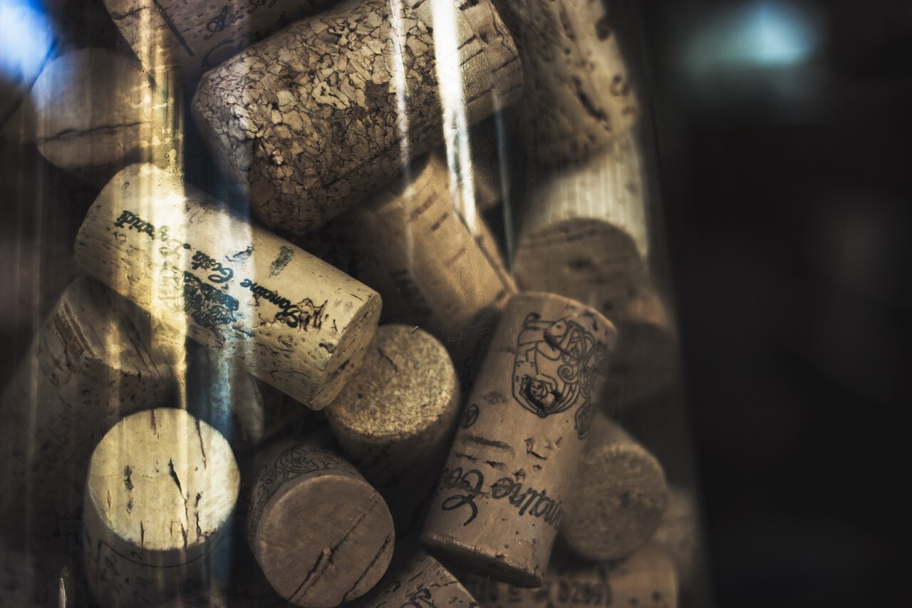 corks in a glass