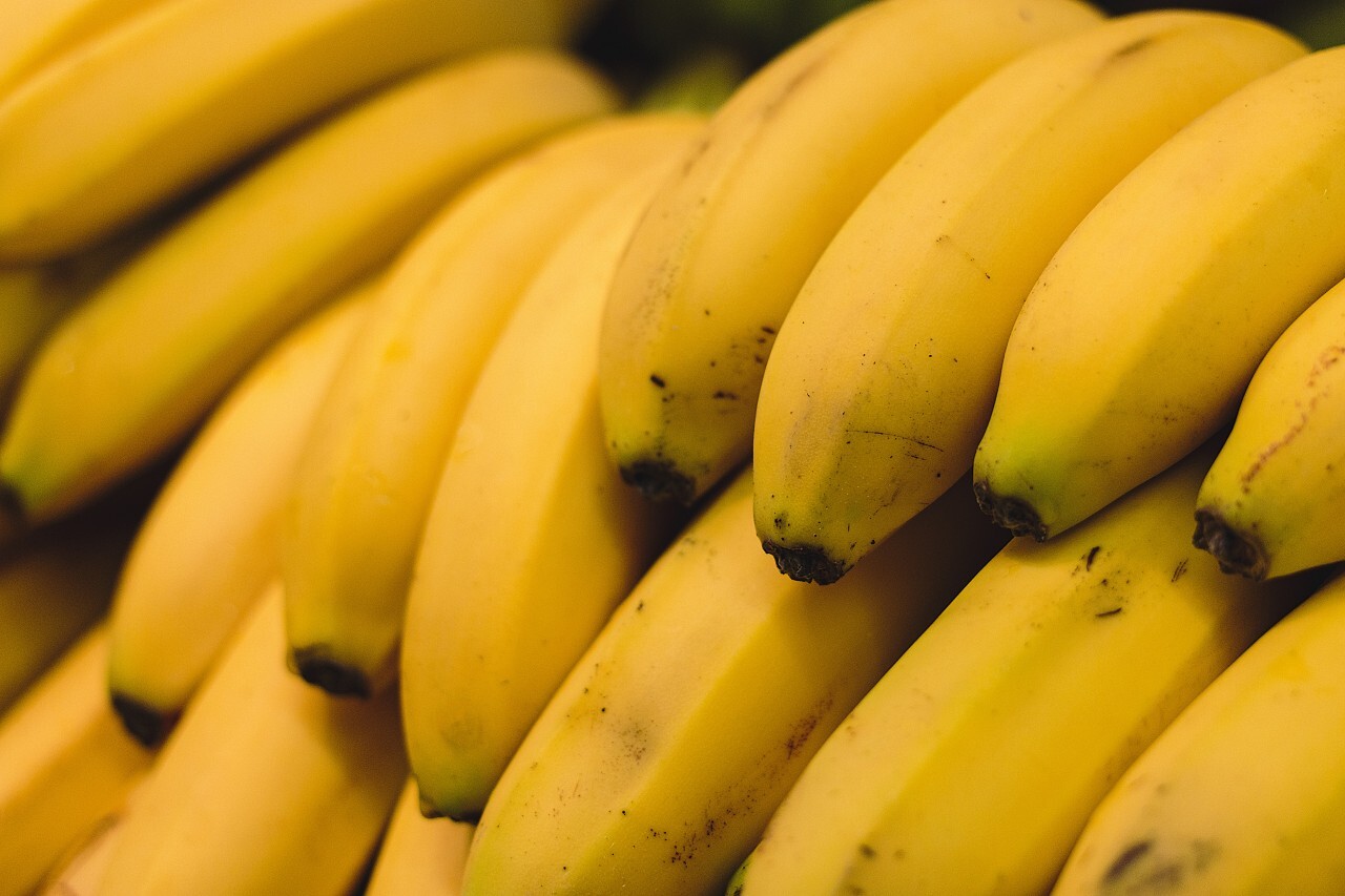 yellow bananas from the market background