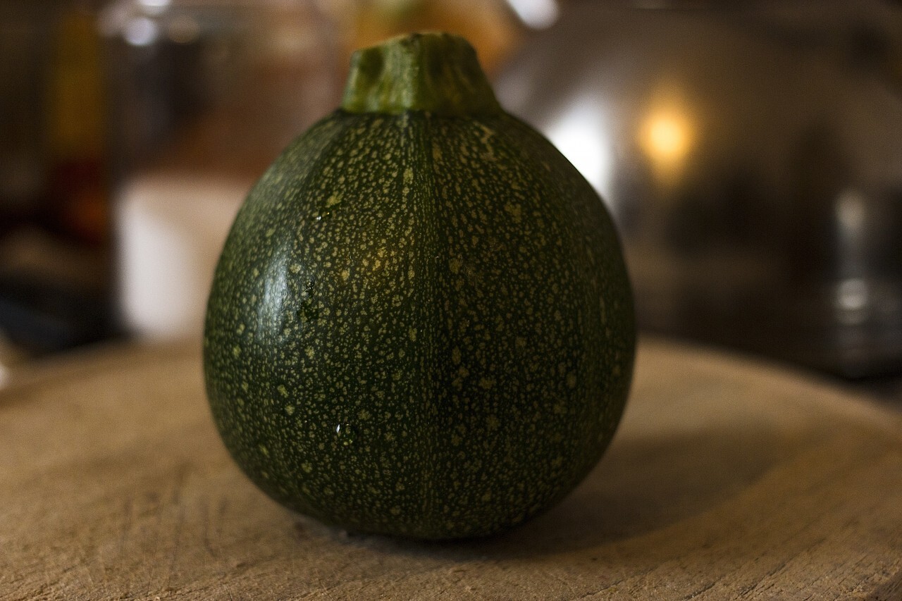Eight ball Squash or Zucchini or Round Courgette in the Kitchen
