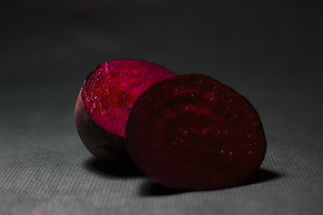 Beetroot sliced on dark background