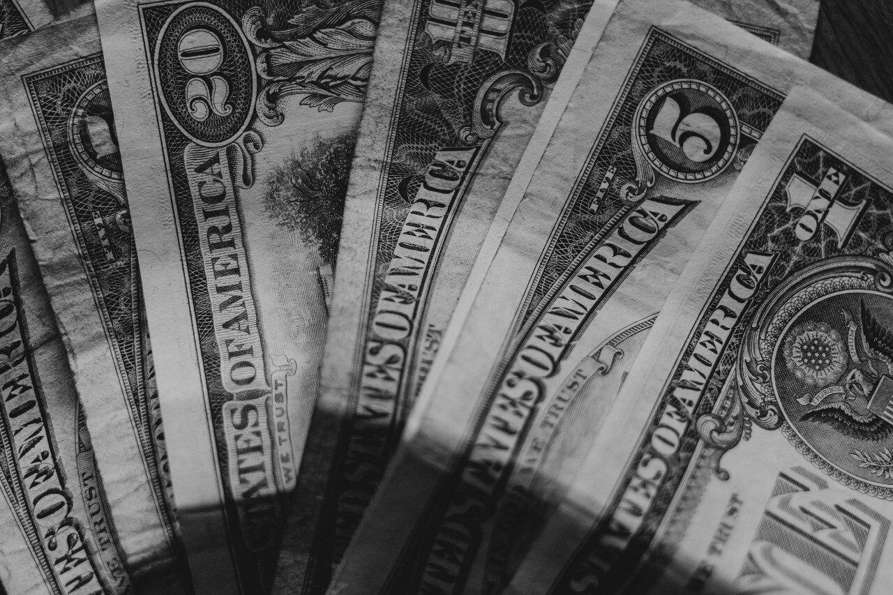 dollar bank notes black and white