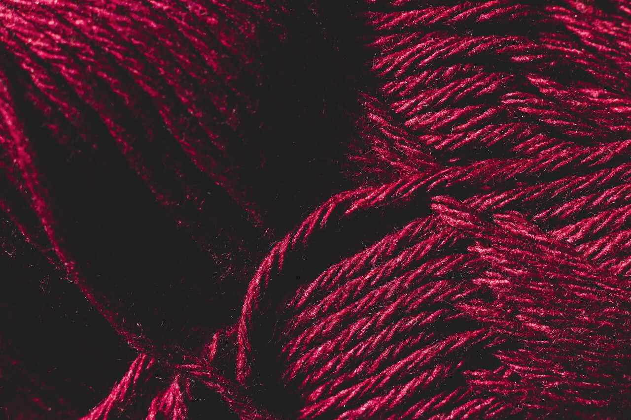 Close up red sewing rope