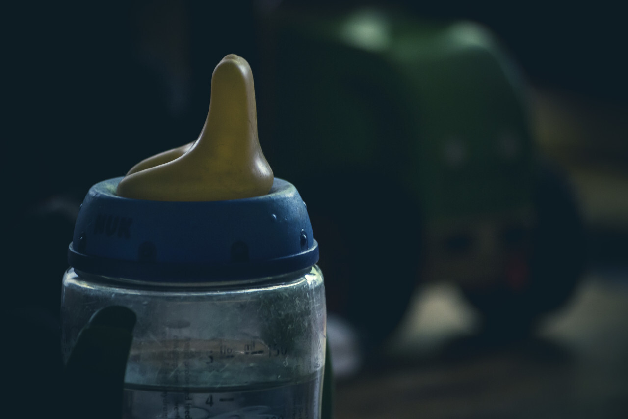 baby bottle filled with water