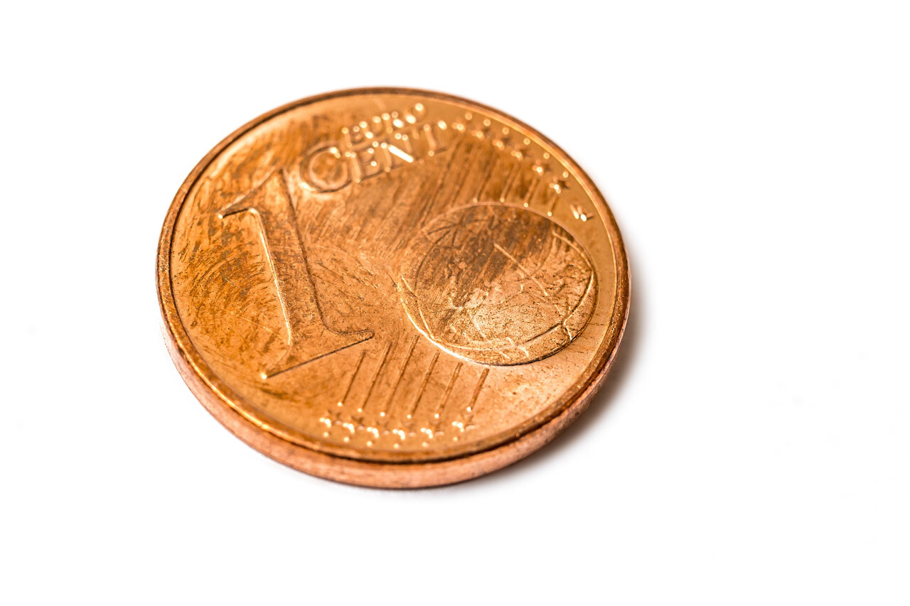 1 euro cent white background