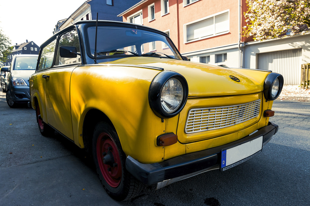 yellow trabant classic car