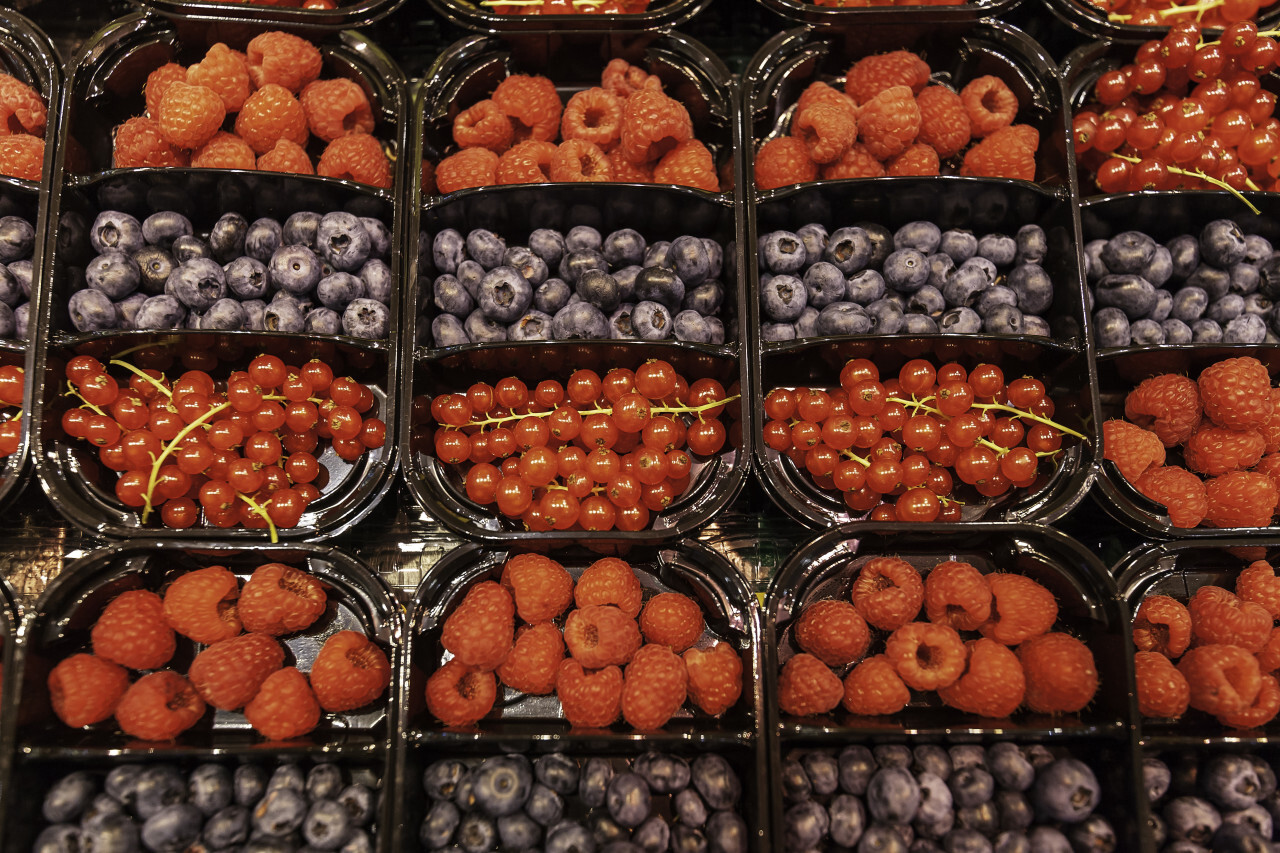 raspberries, blueberries and currants from the market