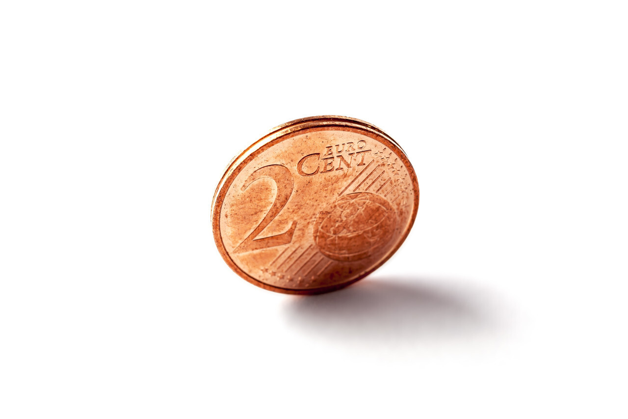 2 Euro Cents Coin isolated on white background