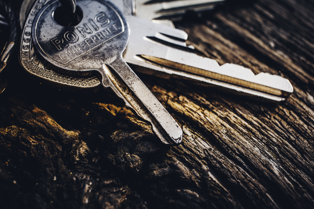 keys on wooden table