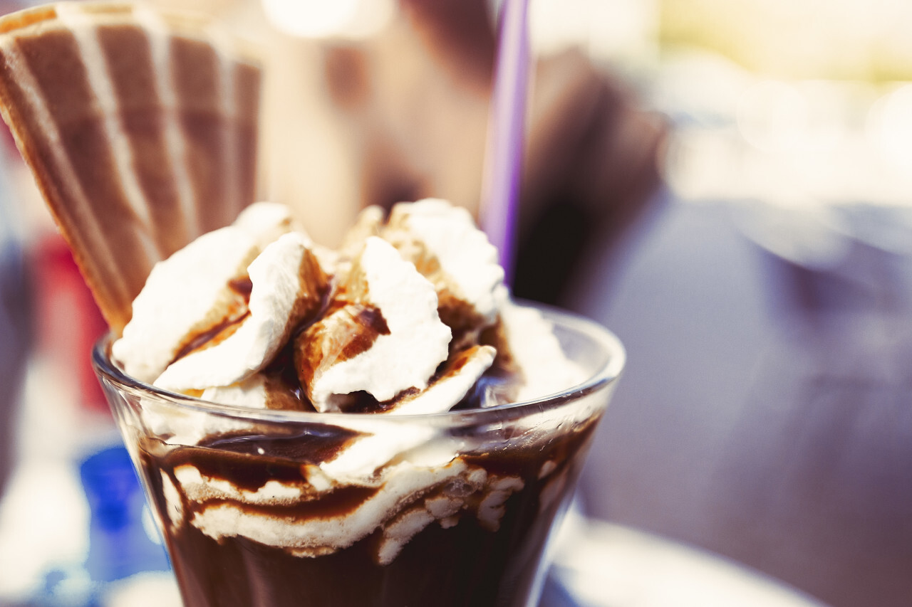 iced coffee cup in the ice cream parlor ice cream sundae