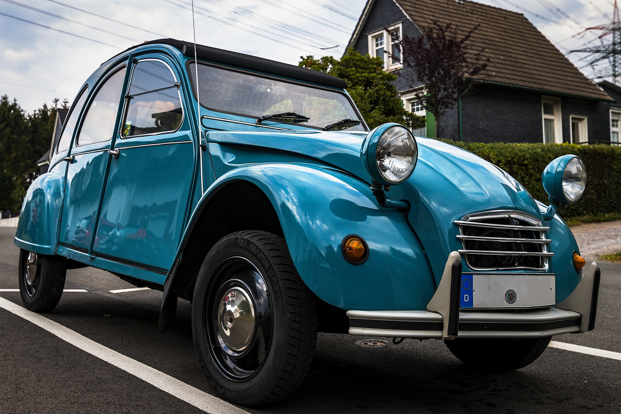 blue classic car