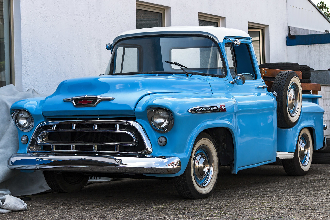 chevrolet apache blue classic car