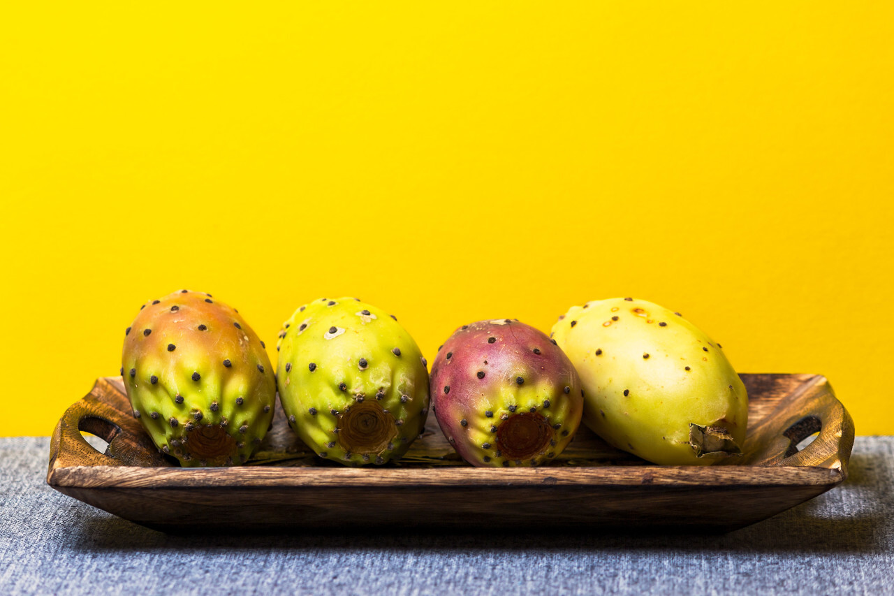 prickly pears yellow background