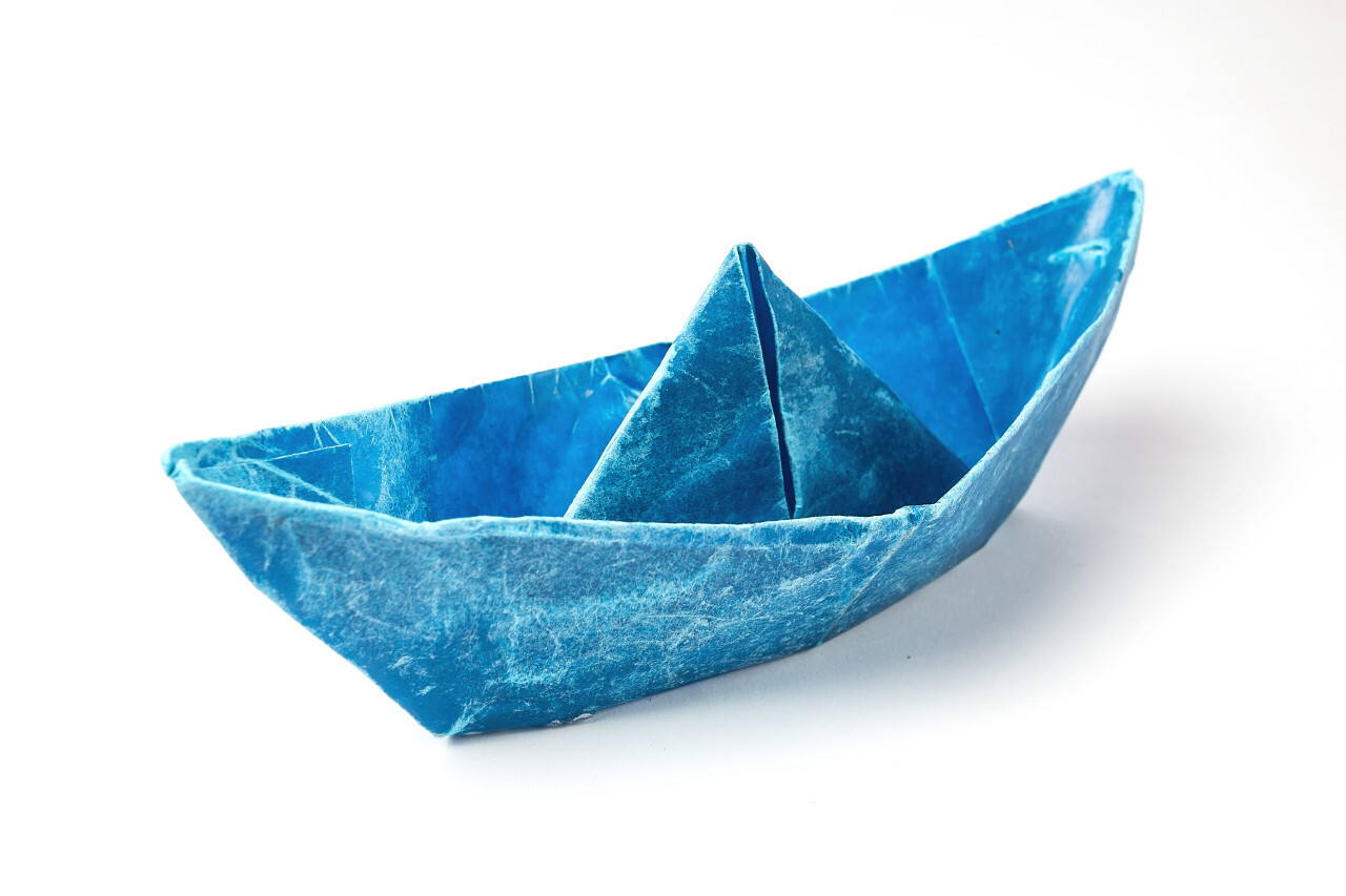 blue paper ship