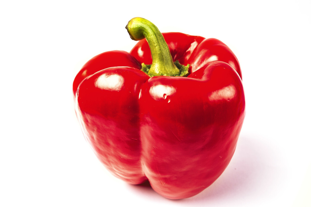 red sweet pepper on a white background