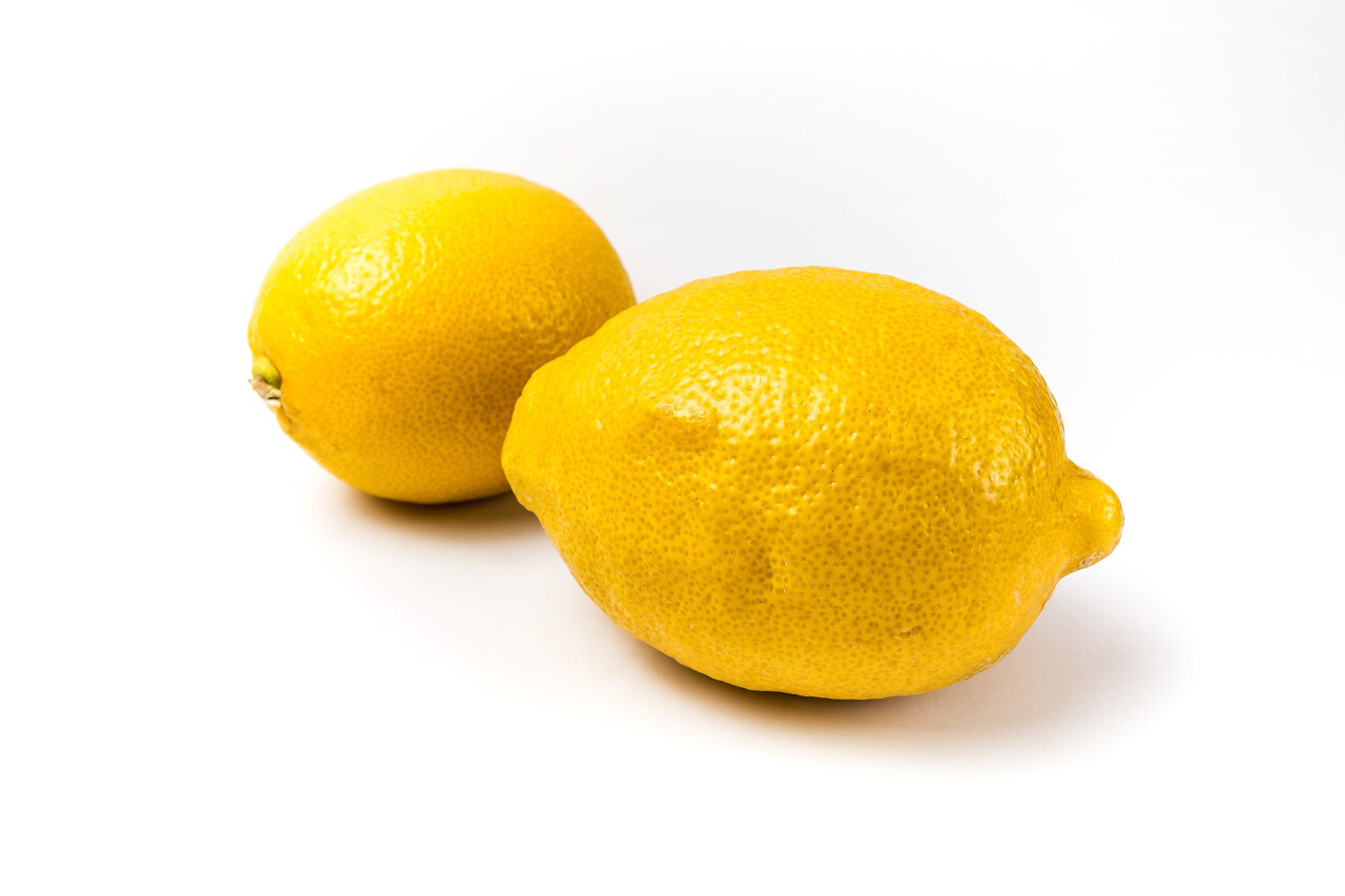 two lemons isolated on white background