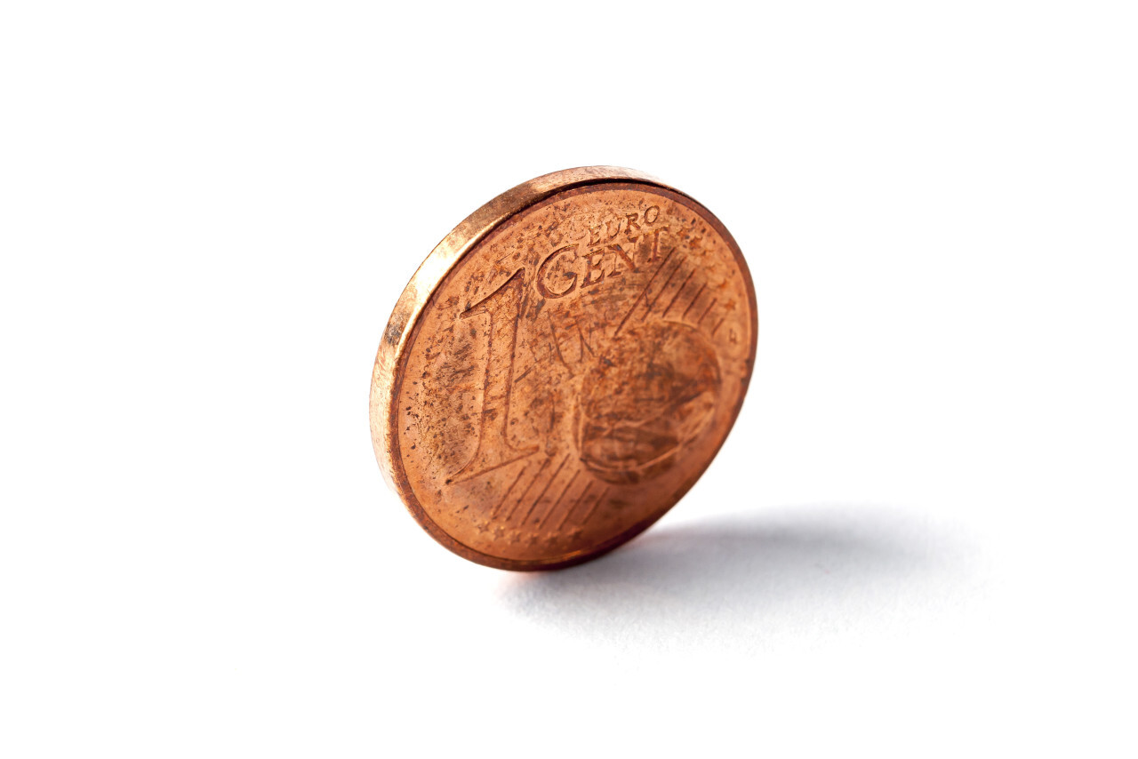 1 euro cent coin isolated on white background