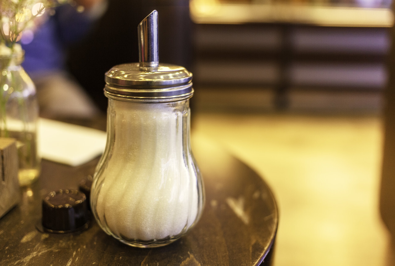 sugar bowl in a cafe