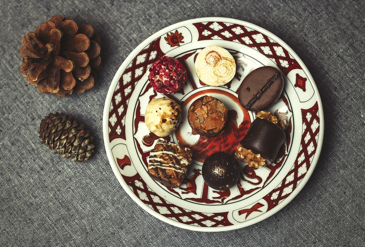 bonbons au chocolat plate