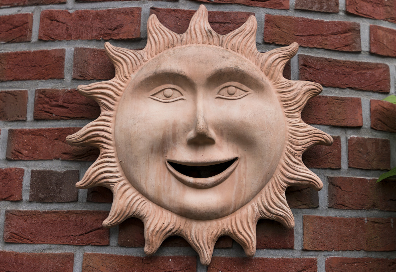 sun on brickwall